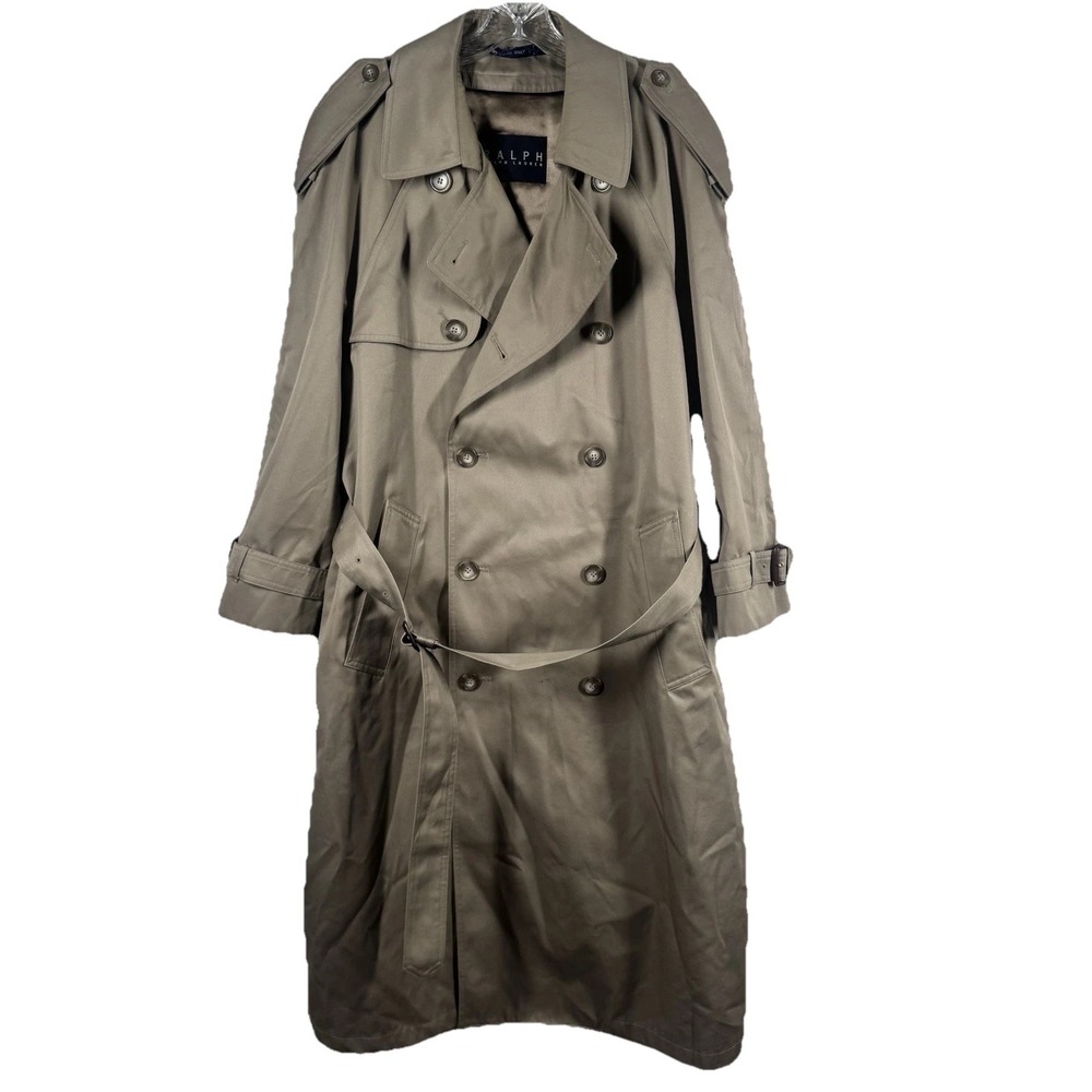 Vtg Ralph Ralph Lauren Tan Trench Coat Jacket Men's Sz 38R Removable Lining FLAW